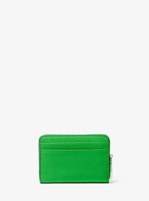 Jet Set Small Pebbled Leather Wallet in PALM GREEN | Michael Kors