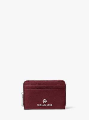 Jet Set Small Pebbled Leather Wallet in MERLOT | Michael Kors