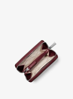 Jet Set Small Pebbled Leather Wallet in MERLOT | Michael Kors