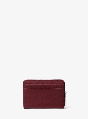 Jet Set Small Pebbled Leather Wallet in MERLOT | Michael Kors