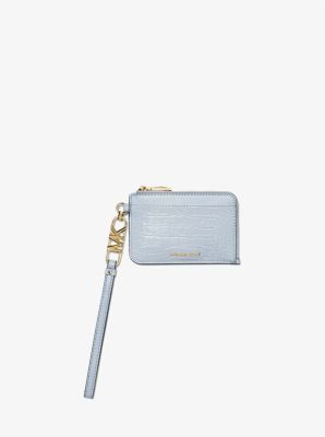 Tarjetero de piel con motivo de cocodrilo en relieve in AZUL PÁLIDO | Michael Kors