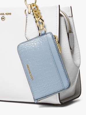 Tarjetero de piel con motivo de cocodrilo en relieve in AZUL PÁLIDO | Michael Kors