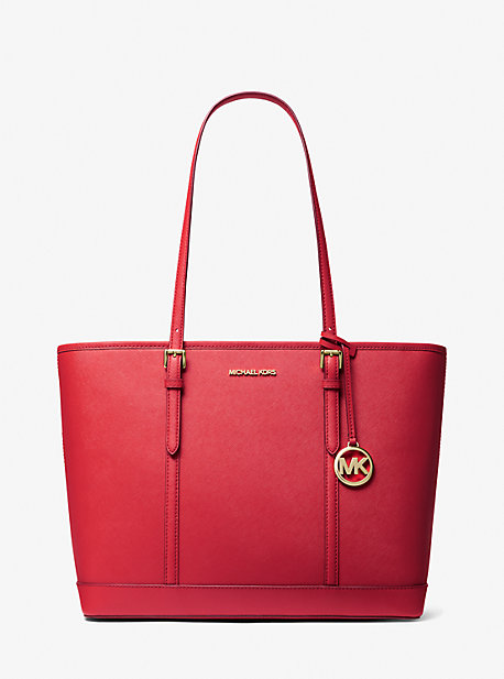 Michaelkors Jet Set Travel Large Saffiano Leather Tote Bag,BRIGHT RED