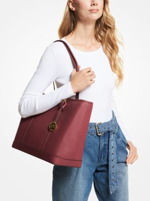 Michael Kors Jet Set Travel Large Saffiano Leather Top-zip Tote In Cherry