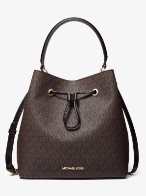 Michael Kors Suri Small Signature Bucket Crossbody Black Gold