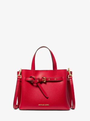 Michael Kors Emilia Small Pebbled Leather Satchel In Red