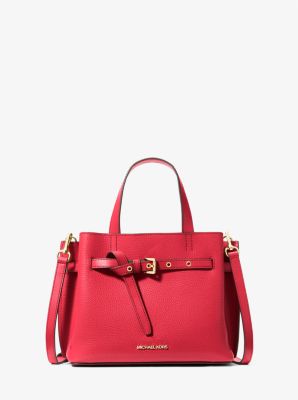 Michaelkors Emilia Small Pebbled Leather Satchel,BRIGHT RED