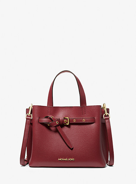 Michael Kors Emilia Small Pebbled Leather Satchel In Red