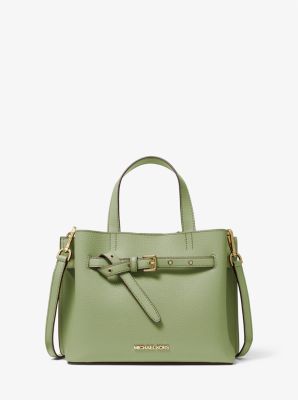 Michael Kors Emilia Small Pebbled Leather Satchel In Green