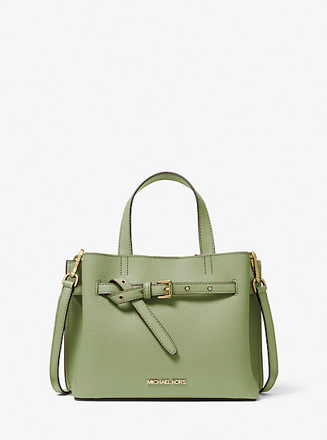Michael Kors Emilia Small Pebbled Leather Satchel In Green