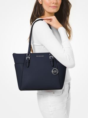 Charlotte Large Saffiano Leather Top-Zip Tote Bag