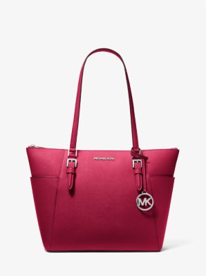 Charlotte Large Saffiano Leather Top-Zip Tote Bag