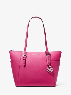 Grand sac fourre-tout Charlotte en cuir Saffiano à fermeture éclair sur le dessus