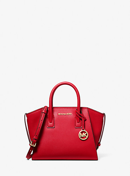 Michaelkors Avril Small Leather Top-Zip Satchel,BRIGHT RED