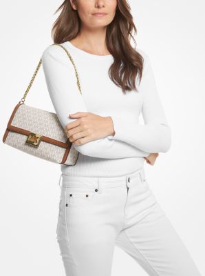 Michael Kors Women's Sonia Medium Logo and Faux Leather Convertible Shoulder Bag - Natural - Shoulder Bags