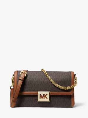 Michael Kors Ladies Heather Extra-Small Logo Crossbody Bag - Brown/Acorn