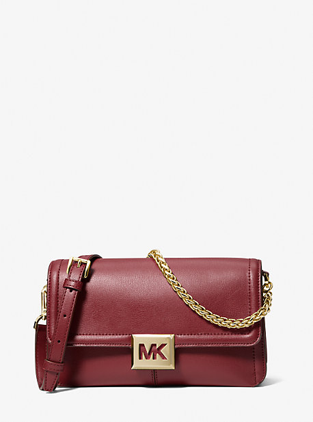 Michael Kors Sonia Medium Leather Shoulder Bag In Red