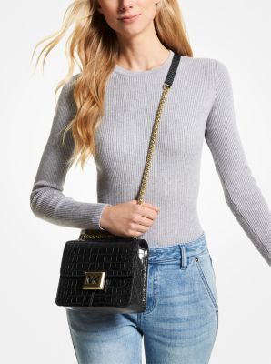Sonia Small Crocodile Embossed Faux Leather Shoulder Bag