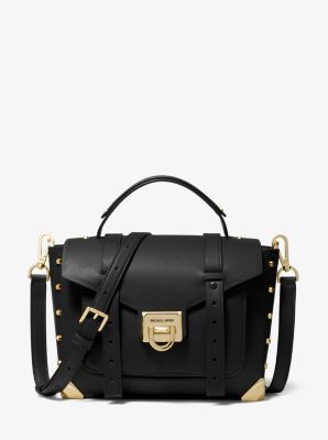 Manhattan Medium Leather Satchel Michael Kors