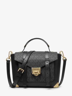 Manhattan Medium Leather and Logo Satchel Michael Kors