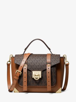 Manhattan Medium Leather and Logo Satchel | Michael Kors