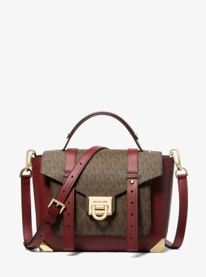 Manhattan Medium Leather and Logo Satchel | Michael Kors