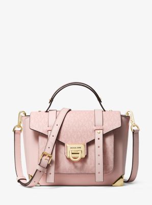 Michael Kors Mercer Medium Heart Studded Messenger Bag - Soft Pink
