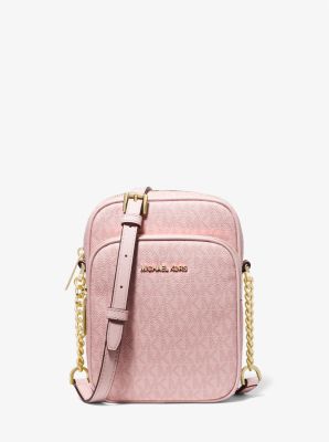 MICHAEL KORS Mercer 35S1GM9M2B Medium Logo and Leather Accordion Crossbody  Bag In Powder Blush Multi 