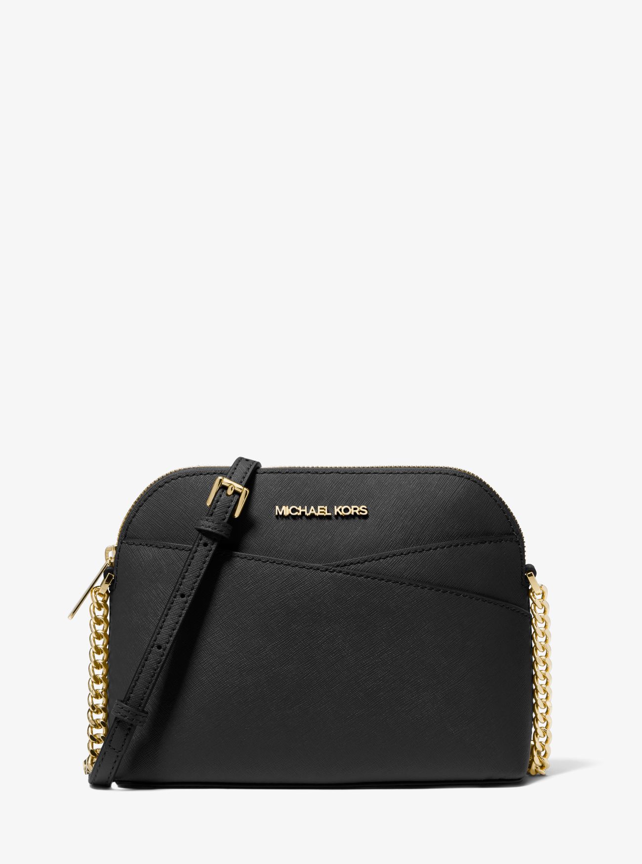 MICHAEL KORS Jet Set Travel Medium Dome Crossbody Black Bag 35F1GTVC6T