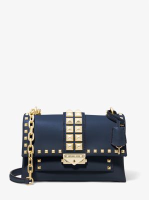 Michael Michael Kors Blue Leather Studded Top Handle Shoulder Bag