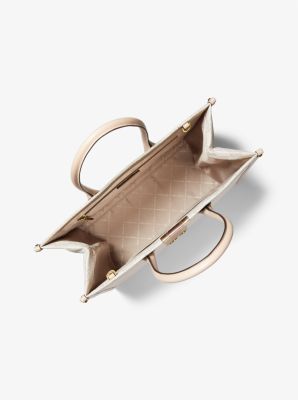 Mirella Large Metallic Striped Logo Jacquard Tote Bag