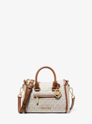  Michael Kors Emilia Small Triple Compartment Satchel Crossbody  Brown MK Logo : Clothing, Shoes & Jewelry