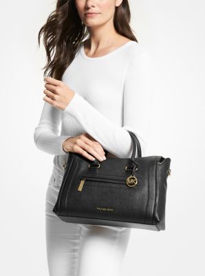 Carine Large Pebbled Leather Satchel Michael Kors