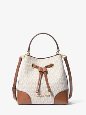 Vanilla Signature Michael Kors Mercer Small Bucket Crossbody Bag