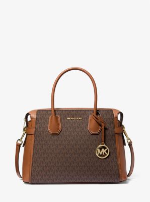 Michael Kors Mercer Belted Large Satchel Brown Black