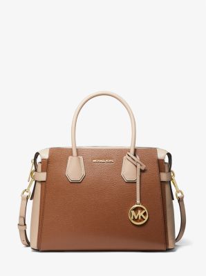 Michael Kors Mercer Belted Large Satchel Brown Black