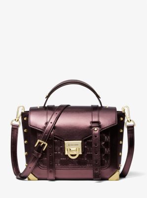 MICHAEL Michael Kors Monogram-Embossed Metallic Satchel Bag