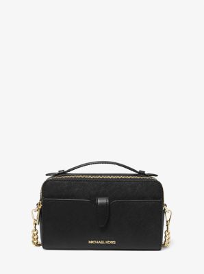 Michael Kors Women's Jet Set Crossbody Leather Bag, Black, Large