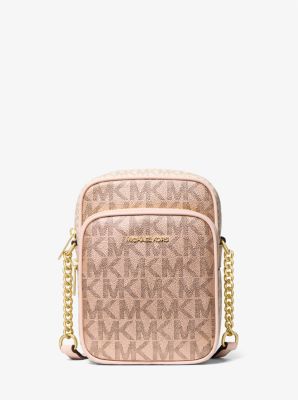Jet Set Medium Metallic Signature Logo Crossbody Bag
