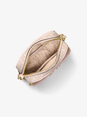 Jet Set Medium Metallic Signature Logo Crossbody Bag