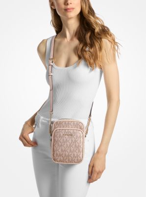 Jet Set Medium Metallic Signature Logo Crossbody Bag