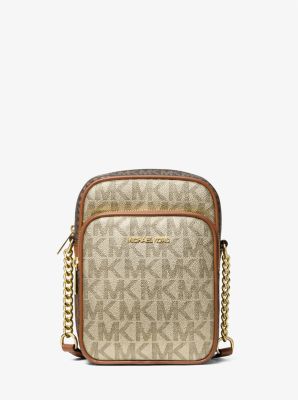 Jet Set Medium Metallic Signature Logo Crossbody Bag