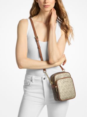 Jet Set Medium Metallic Signature Logo Crossbody Bag