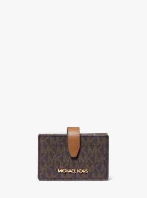 Michael Kors Reed Large Card Holder Wallet MK Signature Logo Light