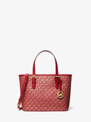 Michael Kors Jet Set Travel Chili Red Saffiano Leather/Gold-Tone Crossbody  Bag