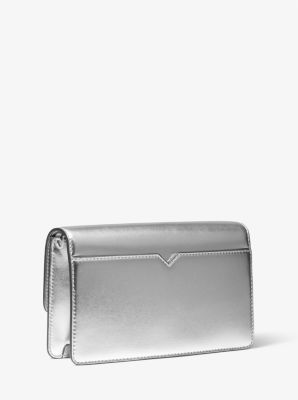 Michael kors silver clutch bag discount