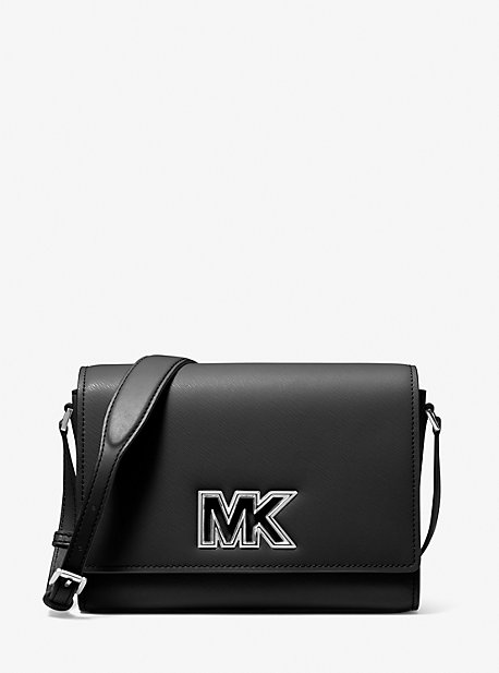 MK Mimi Medium Leather Messenger Bag - Black - Michael Kors