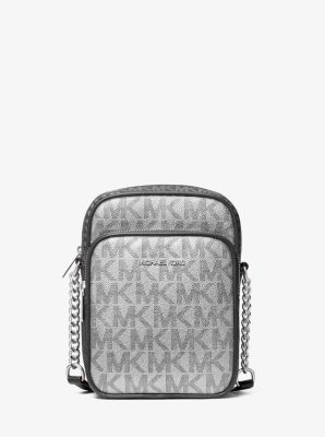 Jet Set Medium Metallic Signature Logo Crossbody Bag