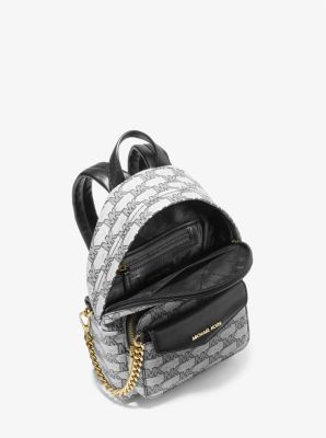 Michael Kors Maisie Xs 2 in 1 Backpack + Pouch Jacquard Logo Mk Leather Black