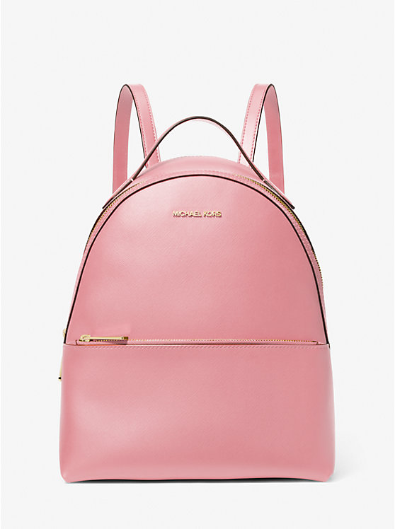 Michael Kors Outlet Sheila Medium Faux Saffiano Leather Backpack in Pink - One Size